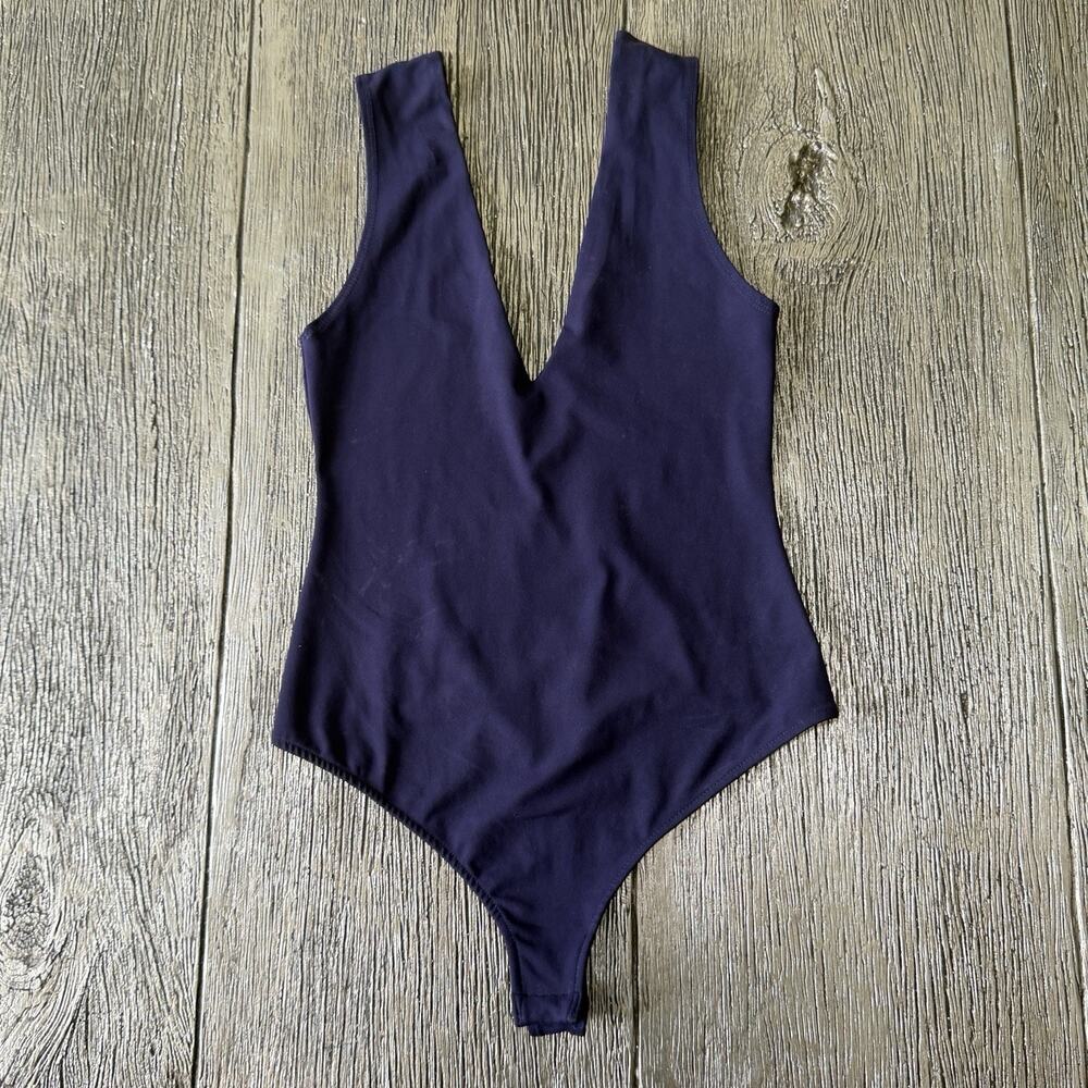 Free People Intimately FP Keep It Sleek Bodysuit Black V Neck Sleeveless Top S